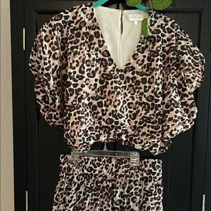 Entro Leopard Print Midi Skirt Set